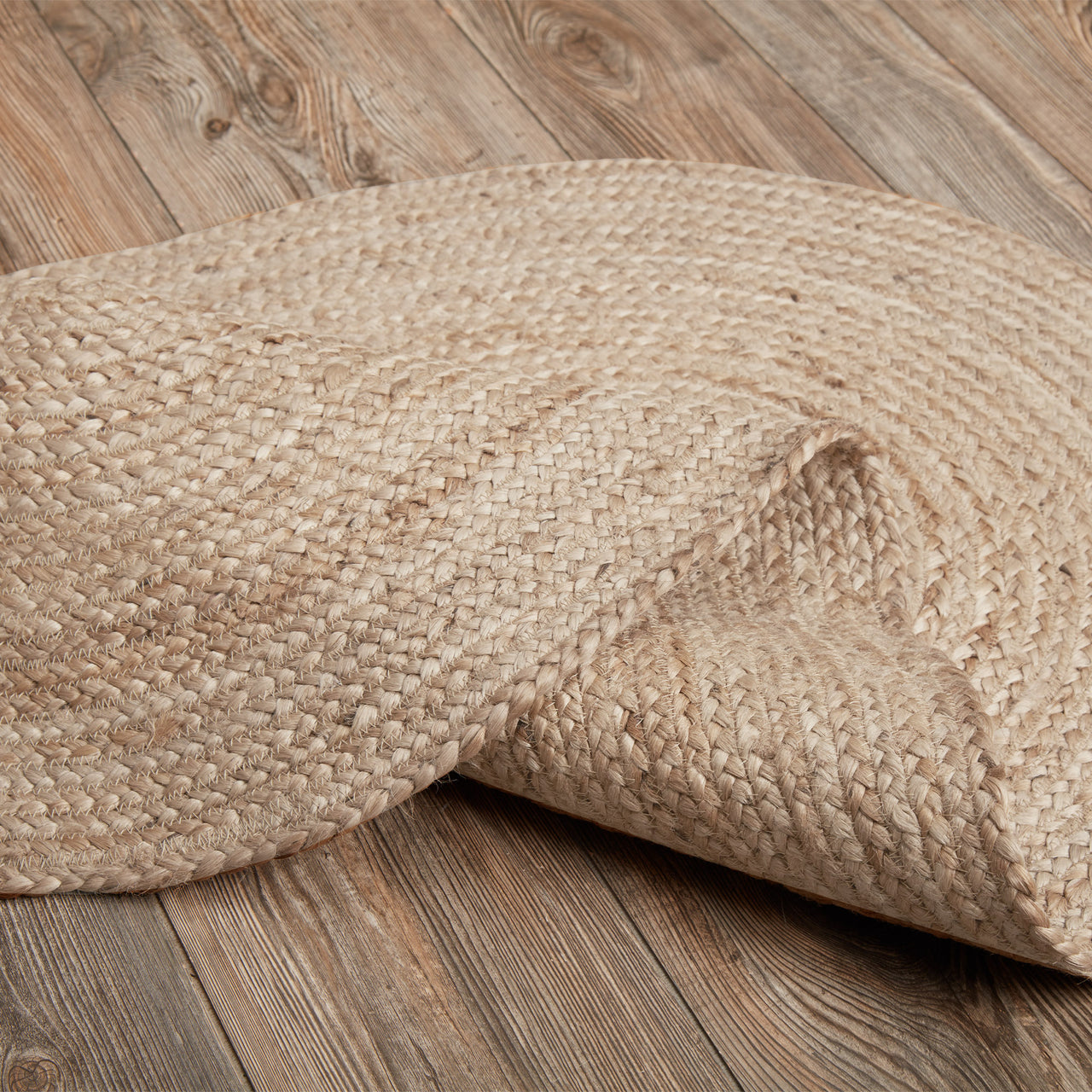 Natural Jute Braided Rug Oval 27"x48" with Rug Pad VHC Brands