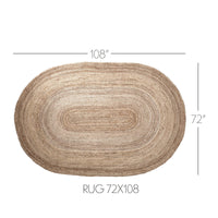 Natural Jute Rug Oval w/ Pad 72x108 - The Fox Decor