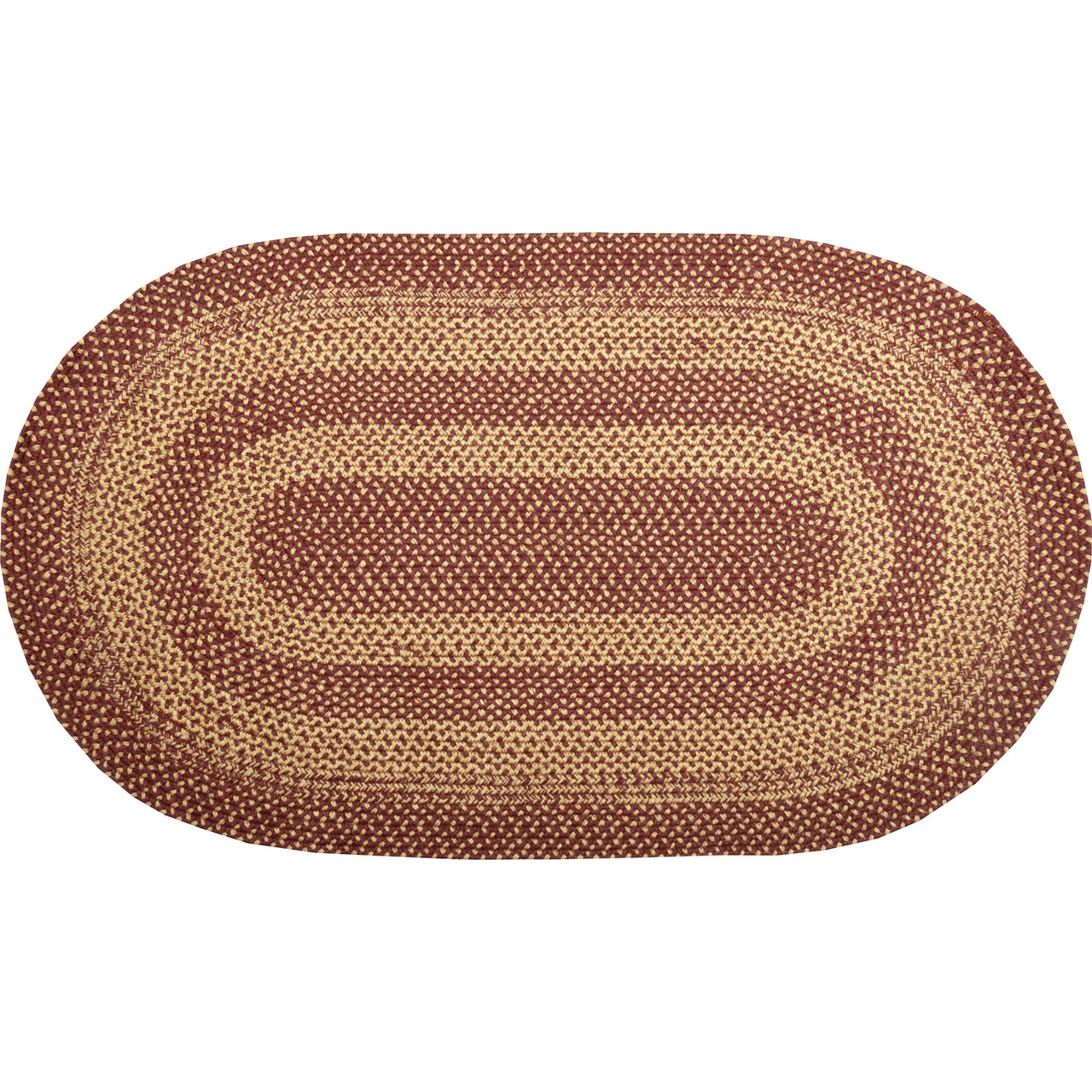 Burgundy Tan Jute Braided Rug Oval with Rug Pad 27"x48" VHC Brands