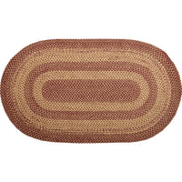 Burgundy Tan Jute Braided Rug Oval with Rug Pad 27