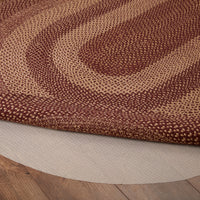 Thumbnail for Burgundy Tan Jute Braided Rug Oval with Rug Pad 5'x8' VHC Brands