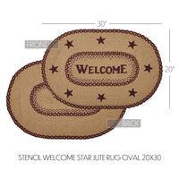 Burgundy Tan Jute Rug Oval Welcome 20x30 - The Fox Decor