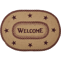 Burgundy Tan Jute Rug Oval Welcome 20x30 - The Fox Decor