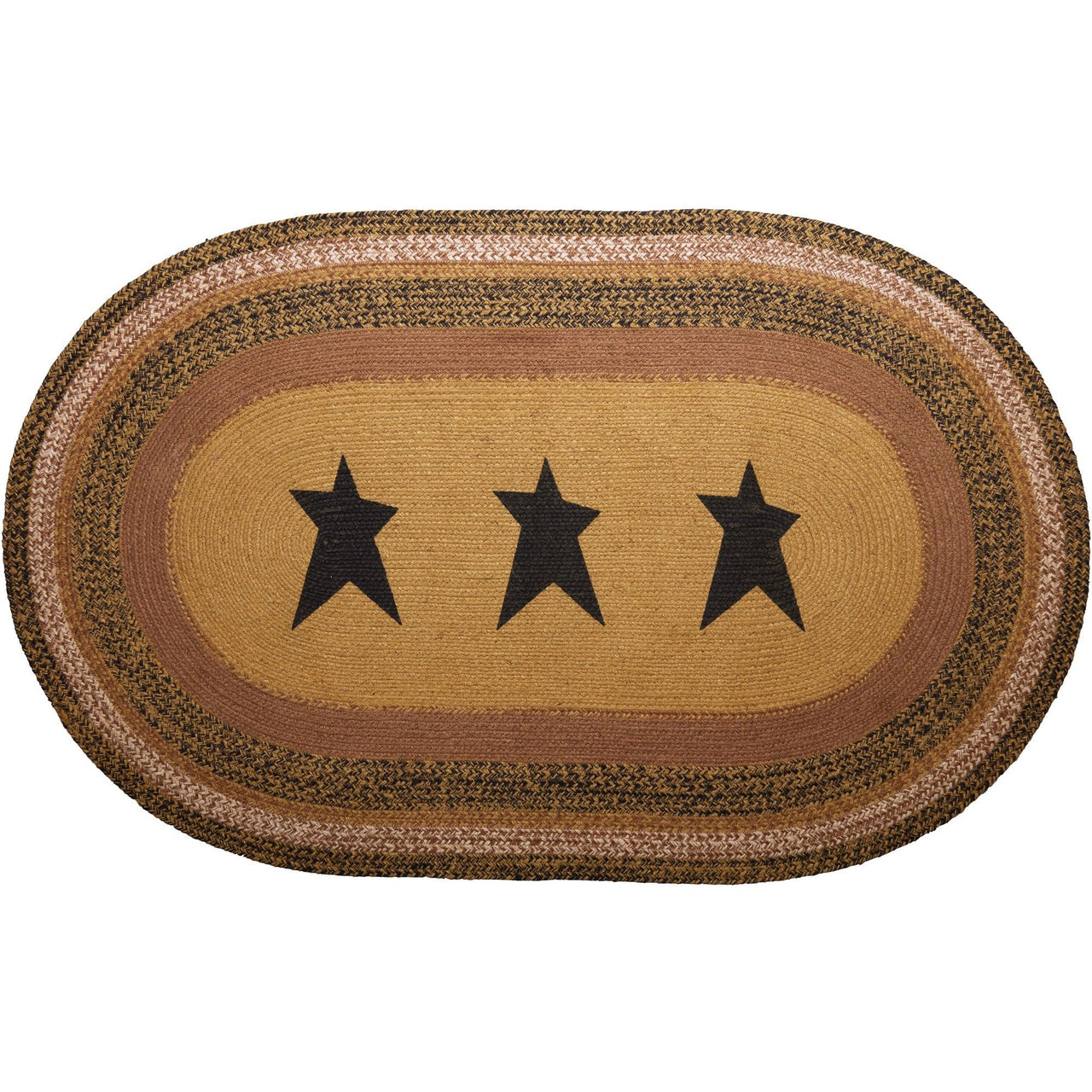 Kettle Grove Jute Rug Oval Stencil Star w/ Pad 36x60 - The Fox Decor