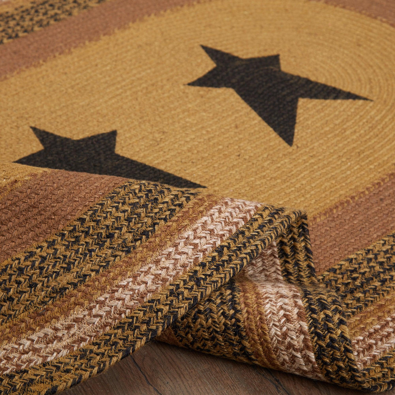 Kettle Grove Jute Rug Oval Stencil Star w/ Pad 36x60 - The Fox Decor