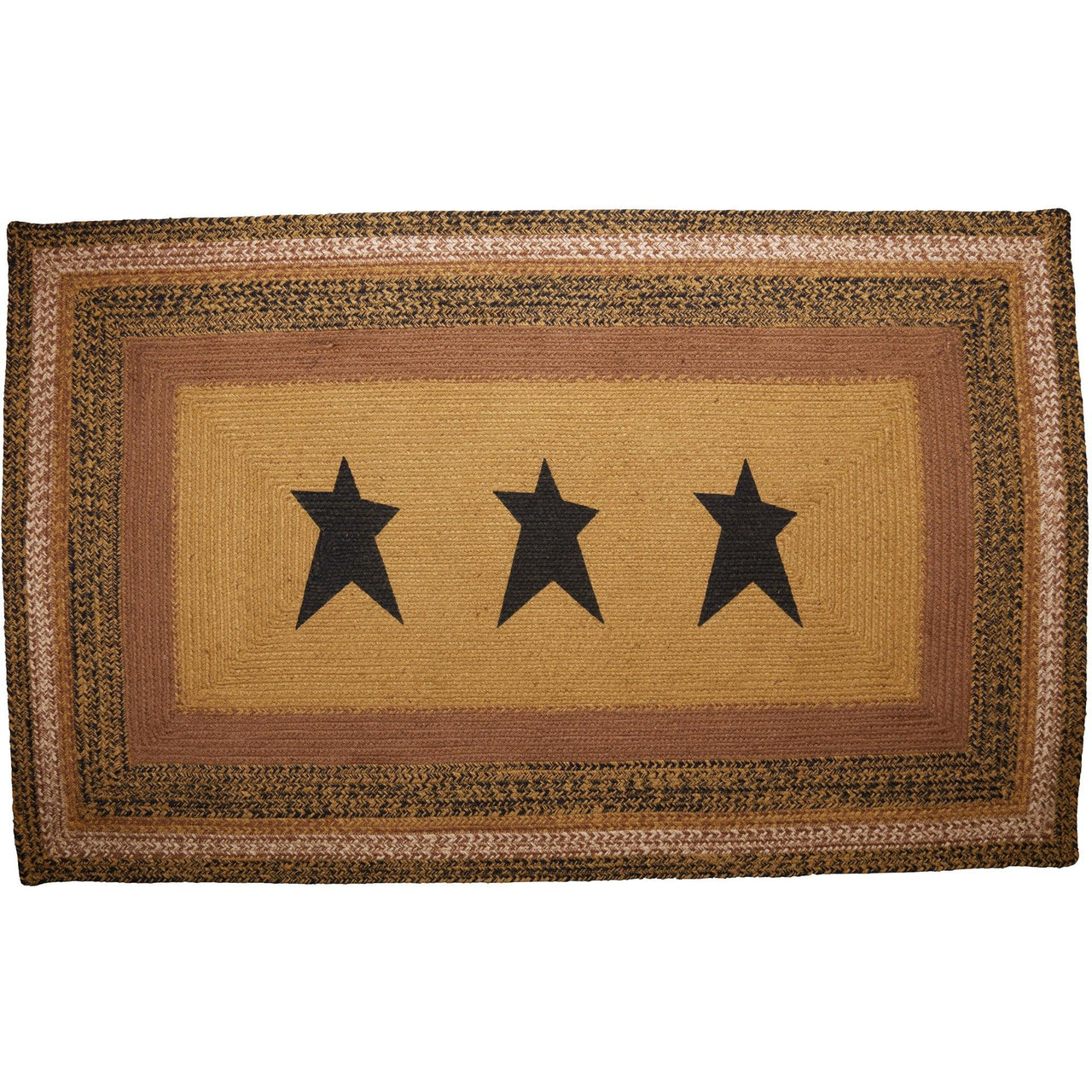 Kettle Grove Jute Rug Rect Stencil Star w/ Pad 36x60 - The Fox Decor