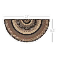 Thumbnail for Sawyer Mill Charcoal Jute Braided Rug Half Circle w/ Rug Pad 16.5