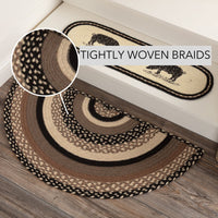 Thumbnail for Sawyer Mill Charcoal Jute Braided Rug Half Circle w/ Rug Pad 16.5