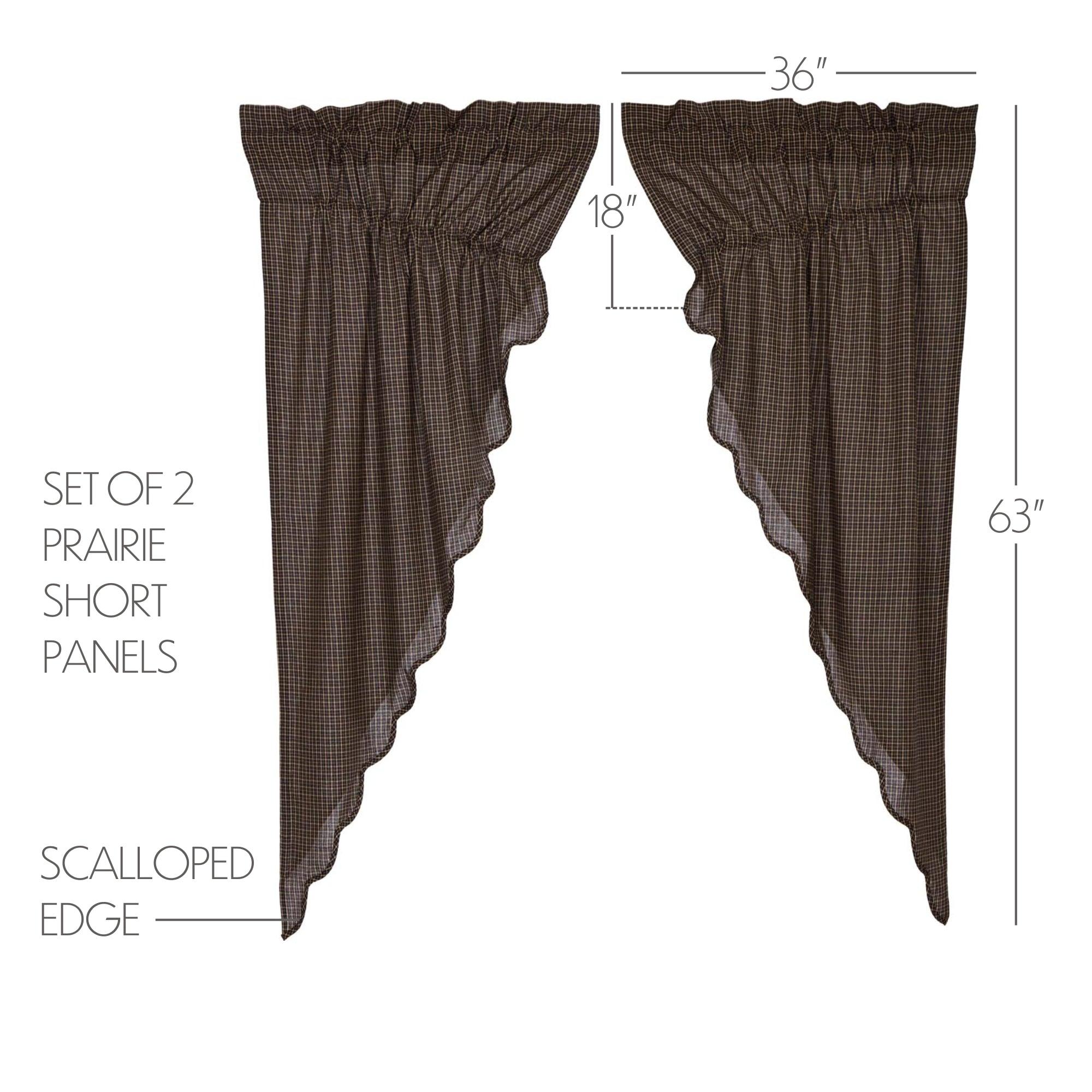 Kettle Grove Plaid Prairie Short Panel Curtain Scalloped Set of 2 63x36x18 - The Fox Decor