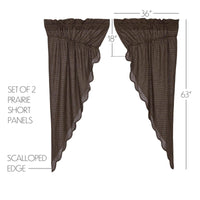 Thumbnail for Kettle Grove Plaid Prairie Short Panel Curtain Scalloped Set of 2 63x36x18 - The Fox Decor