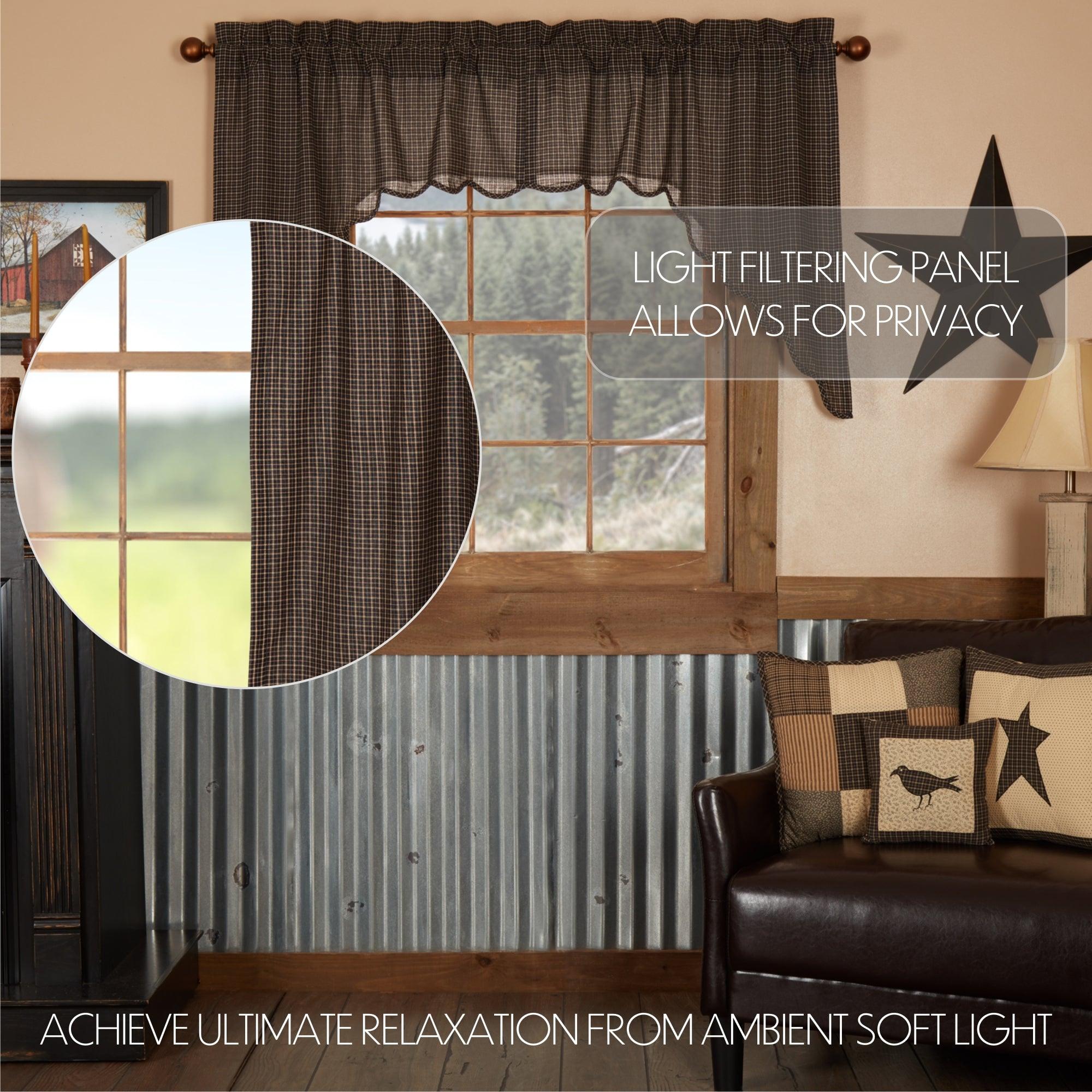 Kettle Grove Plaid Swag Scalloped Set of 2 36x36x16 VHC Brands - The Fox Decor