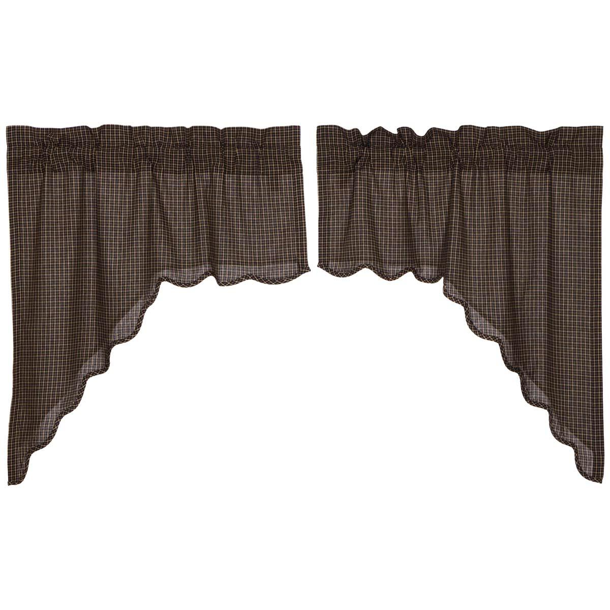 Kettle Grove Plaid Swag Scalloped Set of 2 36x36x16 VHC Brands - The Fox Decor