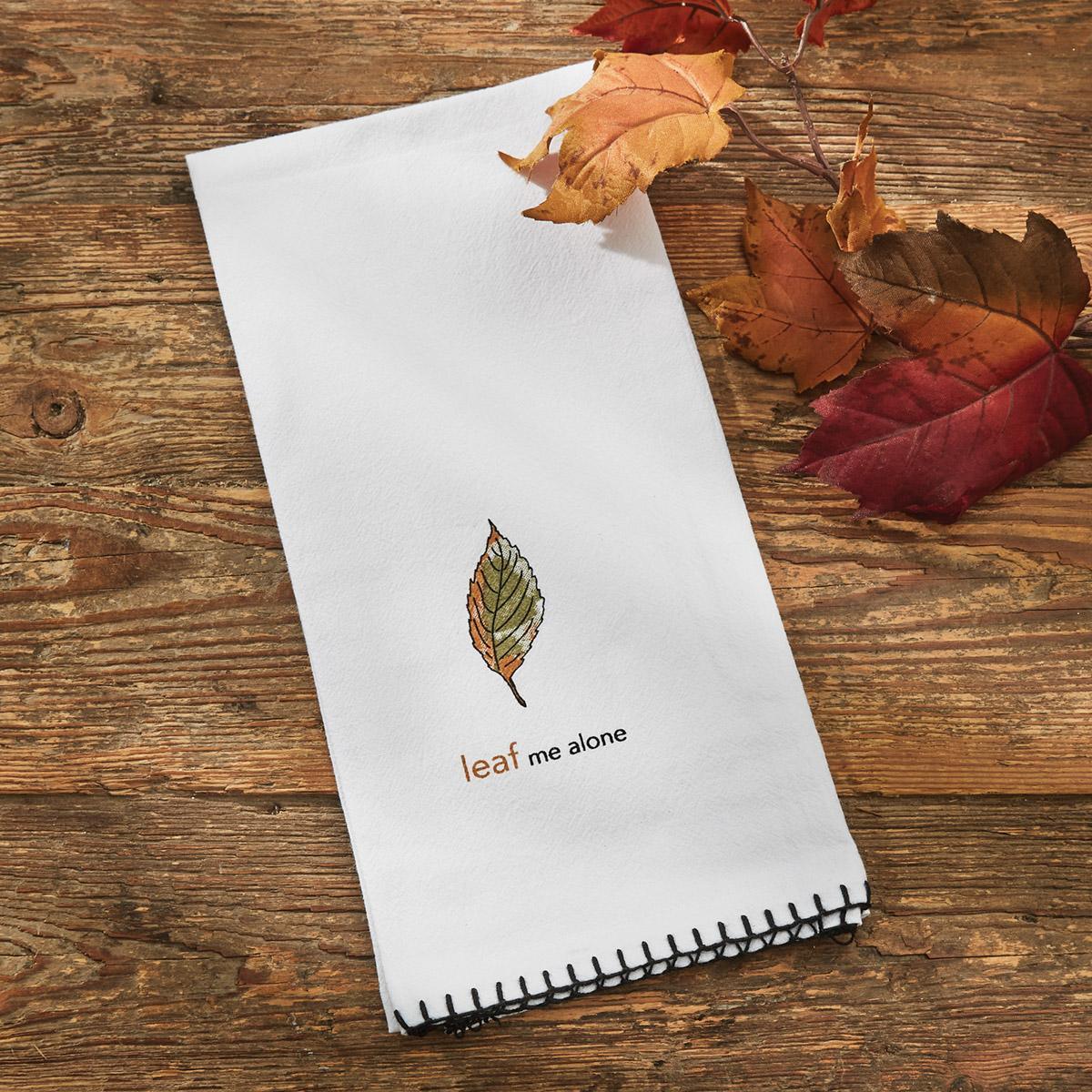 Leaf Me Alone Sentiment Dishtowel - Set of 2 Park Designs - The Fox Decor