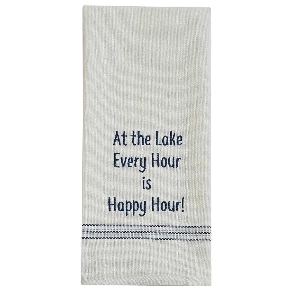 At The Lake Embroidered Sentiment Dishtowel - Set of 3 Park Designs - The Fox Decor