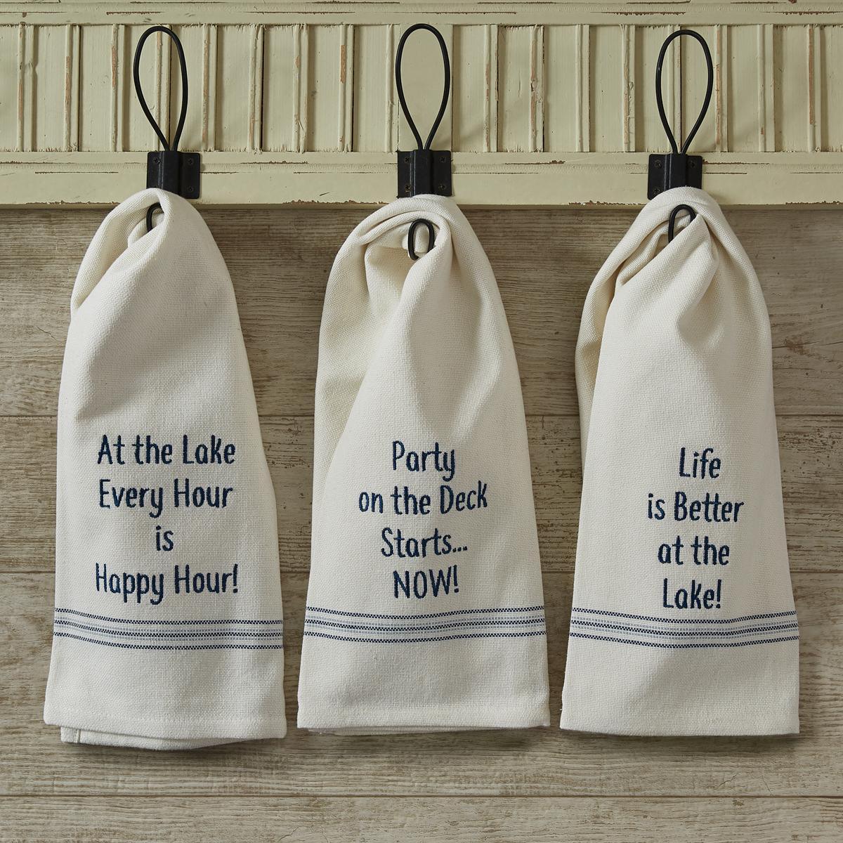 At The Lake Embroidered Sentiment Dishtowel - Set of 3 Park Designs - The Fox Decor