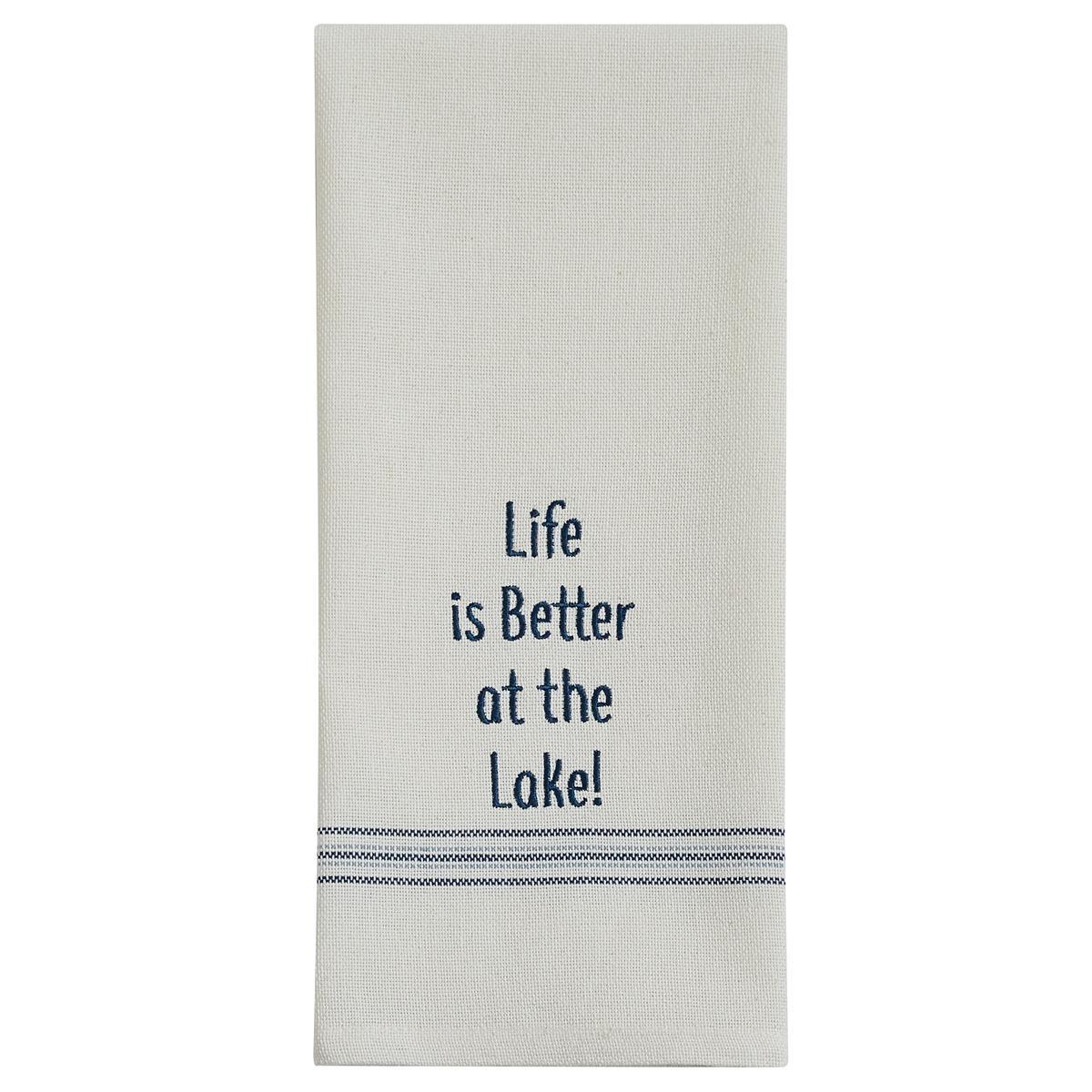 Life Is Better Embroidered Sentiment Dishtowel - Set of 2 Park Designs - The Fox Decor