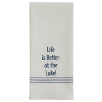 Life Is Better Embroidered Sentiment Dishtowel - Set of 2 Park Designs - The Fox Decor