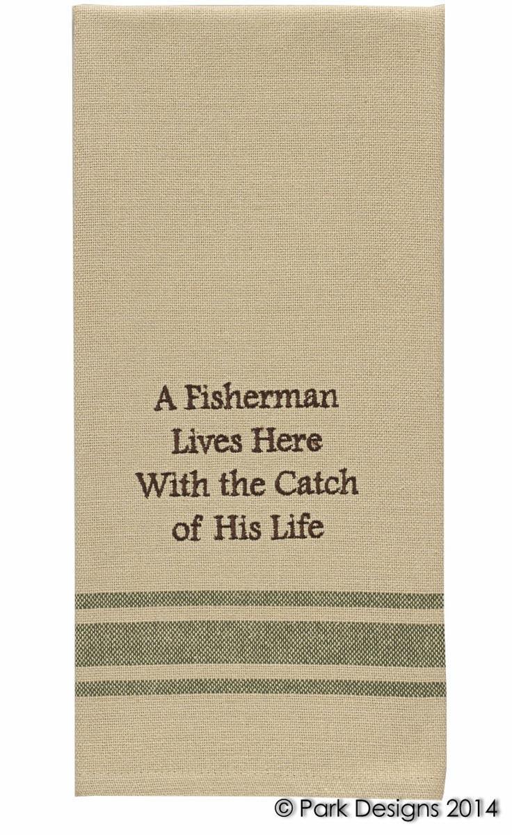 A Fisherman Lives Here Dishtowel - Set of 2 Park Designs - The Fox Decor
