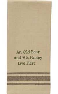 An Old Bear And Honey Live Here Dishtowel - Set of 2 Park Designs - The Fox Decor