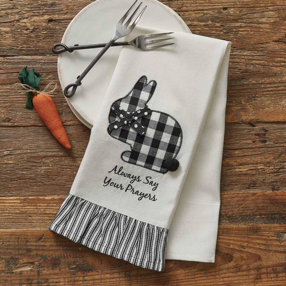 Always Say Your Prayers Applique Dishtowel - The Fox Decor