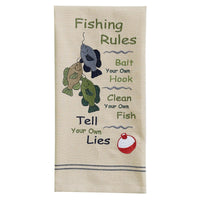 Fishing Rules Embroidered Dishtowel - Set of 2 Park Designs - The Fox Decor