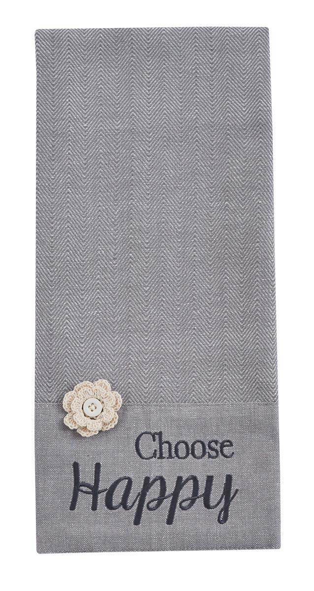 Choose Happy Embroidered Dishtowel - Set of 2 Park Designs - The Fox Decor