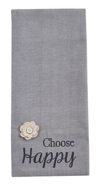 Choose Happy Embroidered Dishtowel - Set of 2 Park Designs - The Fox Decor