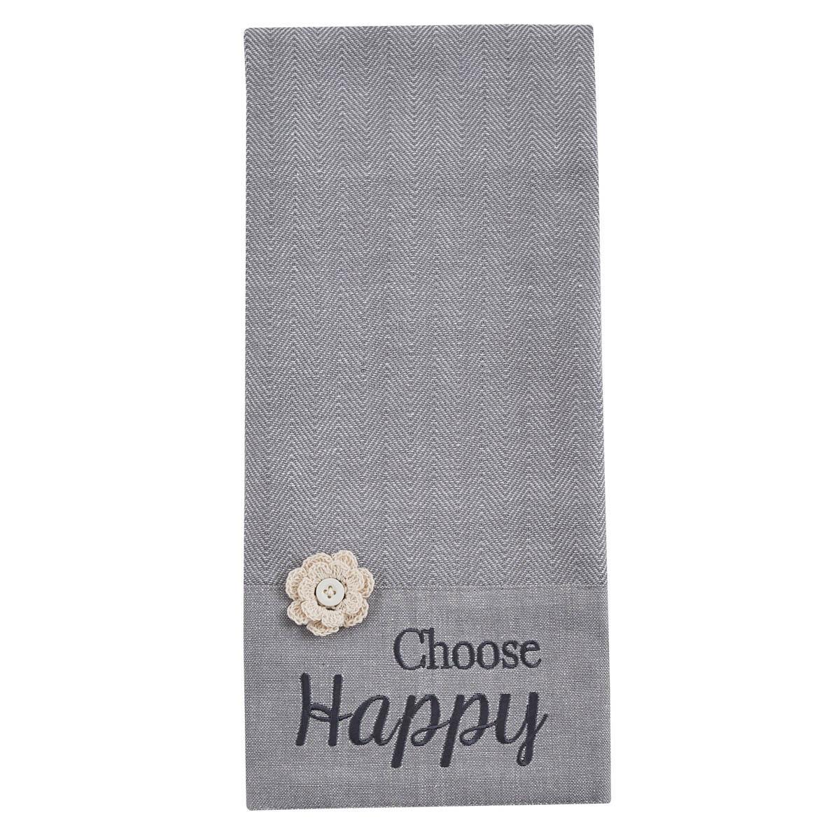 Choose Happy Embroidered Dishtowel - Set of 2 Park Designs - The Fox Decor