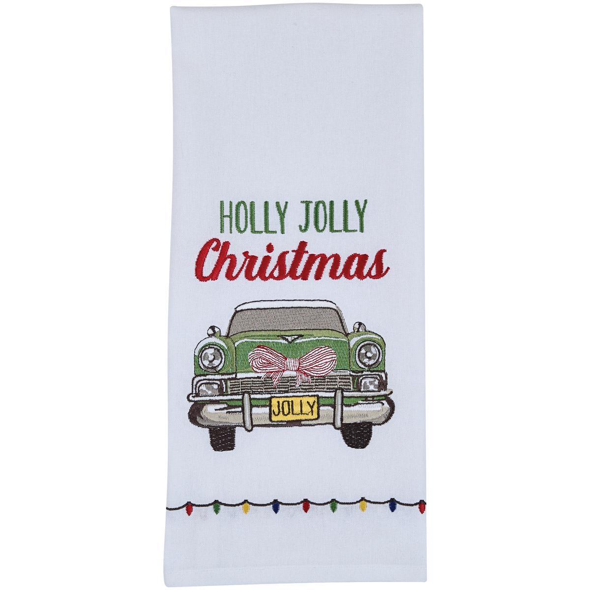 Holly Jolly Christmas Car Embroidered Dishtowel - Set of 6 Park Designs - The Fox Decor