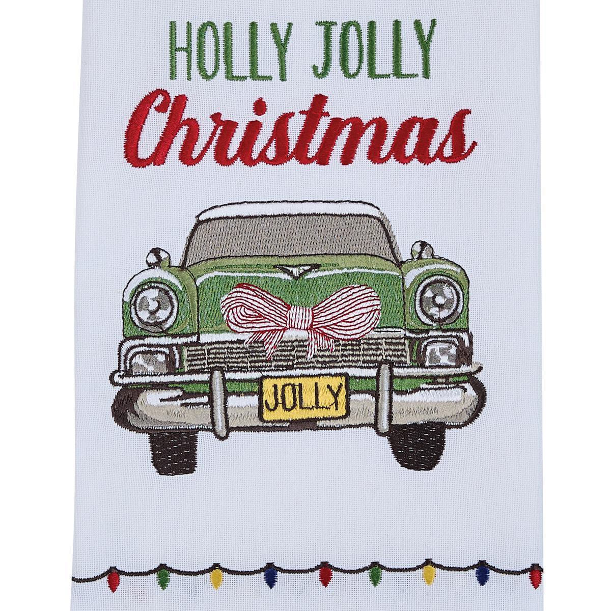 Holly Jolly Christmas Car Embroidered Dishtowel - Set of 6 Park Designs - The Fox Decor