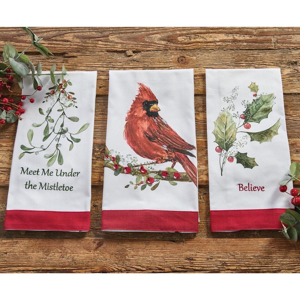Cardinal With Berries Dishtowel - Set of 6 Park Designs - The Fox Decor