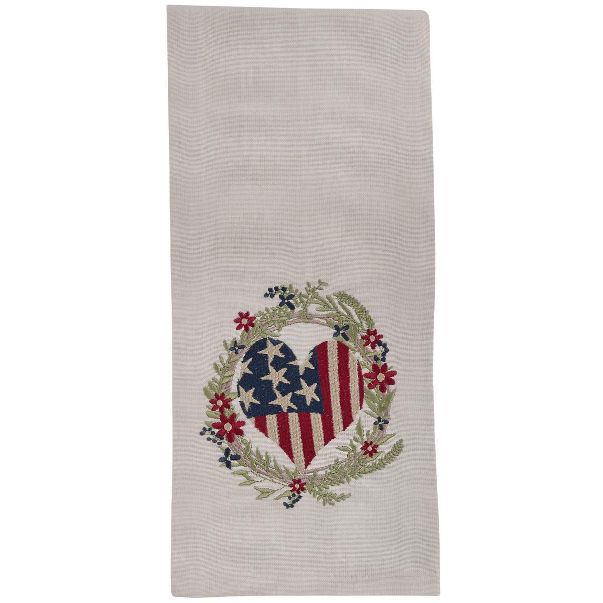 Wreath With Flag Heart Dishtowel - Set of 6 Park Designs - The Fox Decor