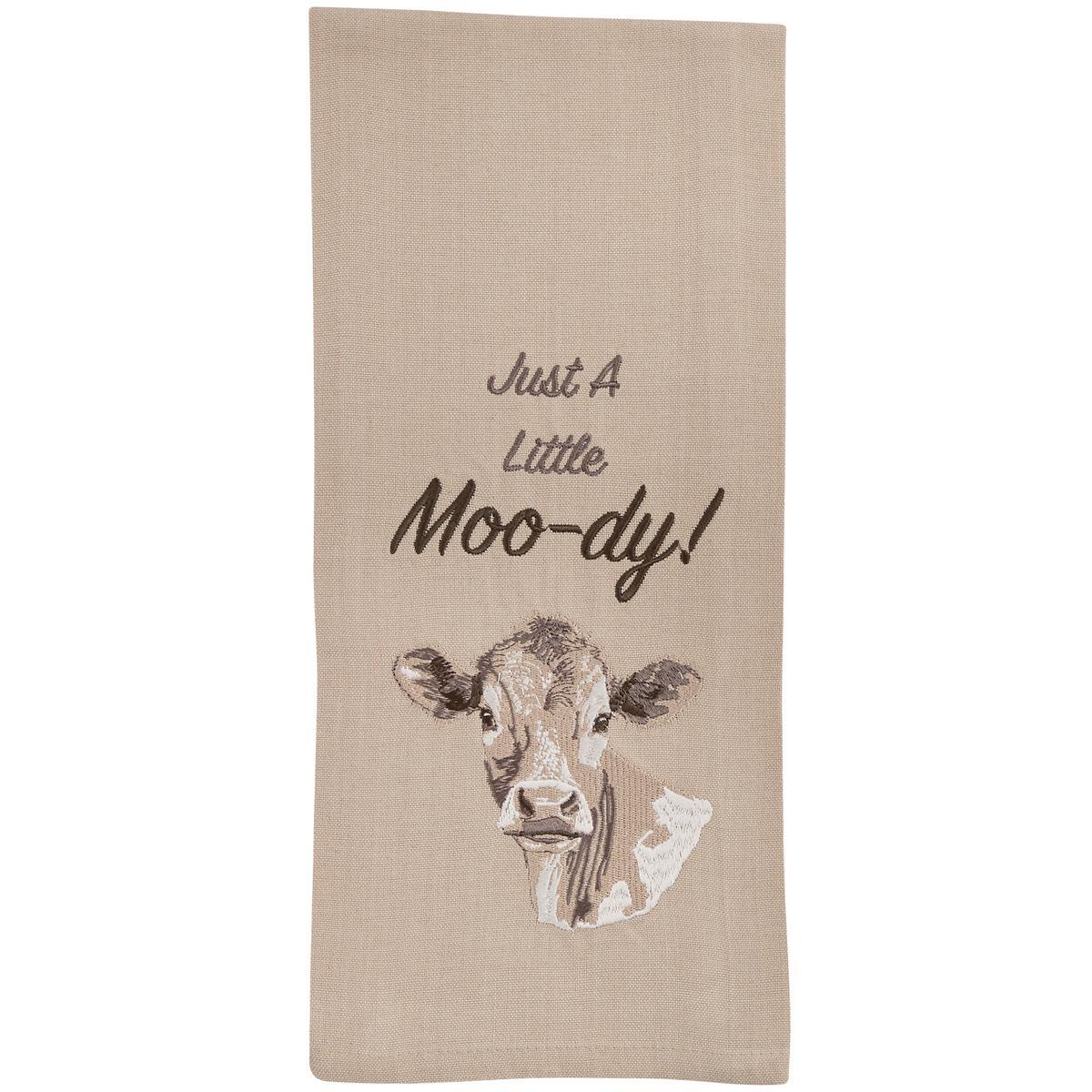 Just A Little Moo-Dy Embroidered Dishtowel - Set of 6 Park Designs - The Fox Decor