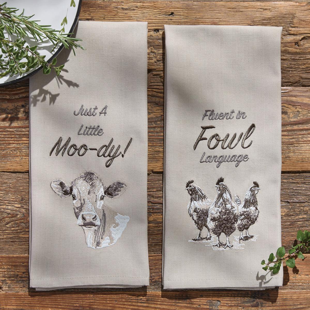 Fluent In Fowl Language Embroidered Dishtowel - Set of 6 Park Designs - The Fox Decor