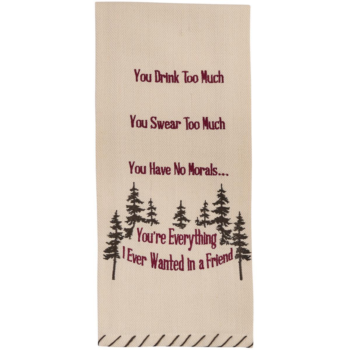 You Drink Too Much Embroidered Dishtowel - Park Designs - The Fox Decor