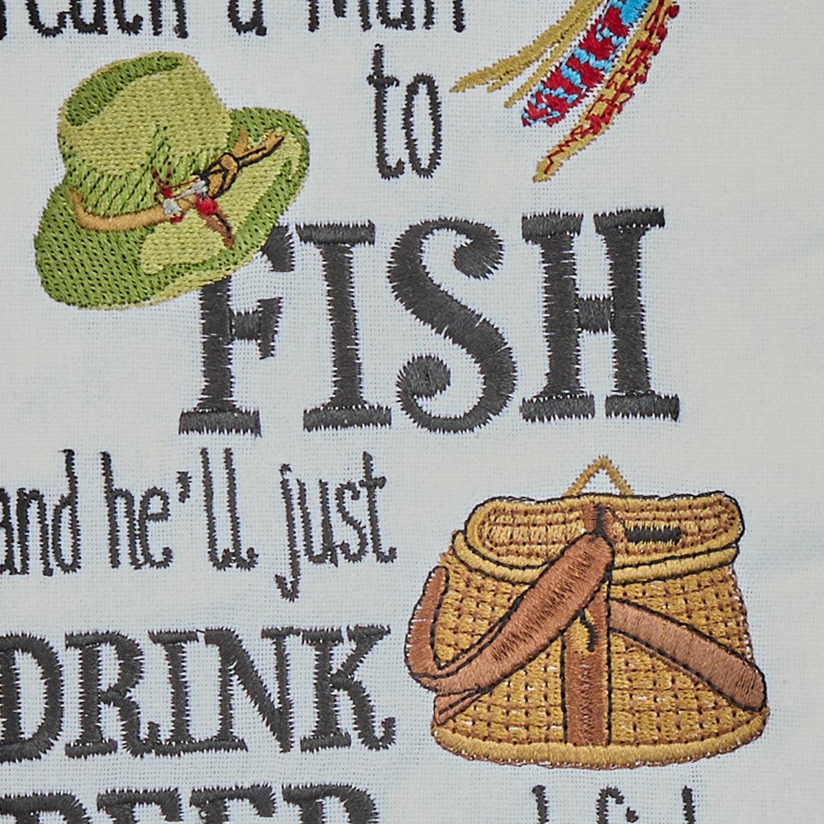 Teach A Man To Fish Embroidered Dishtowels - Set of 6 Park Designs - The Fox Decor