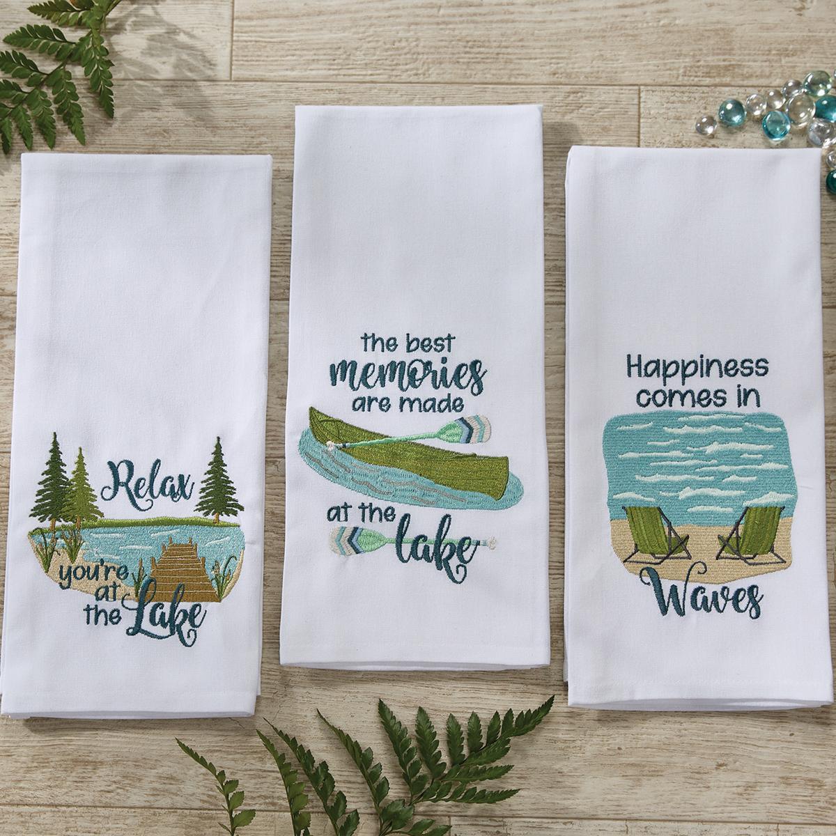 Happiness Comes In Waves Dishtowel - Set of 6 Park Designs - The Fox Decor