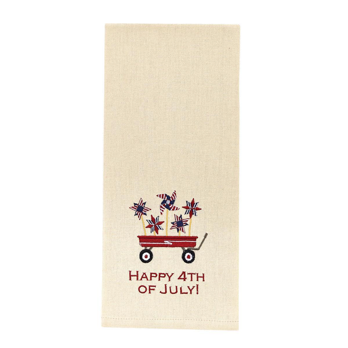 Happy 4Th Of July Embroidered Dishtowel - Set of 2 Park Designs - The Fox Decor