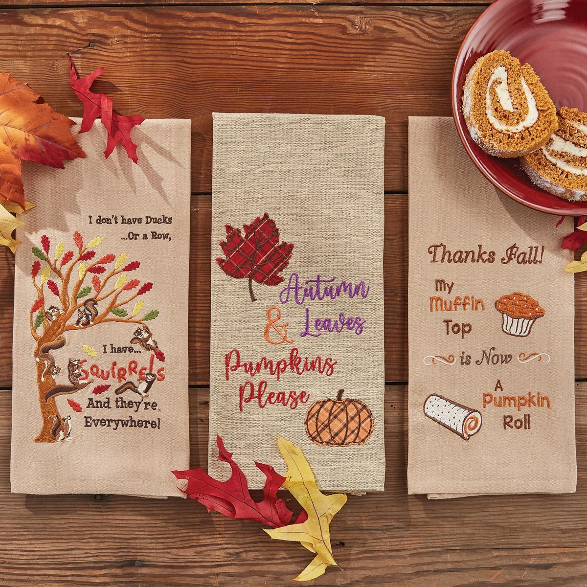 Autumn Leaves Dishtowel - Set of 2 Park Designs - The Fox Decor