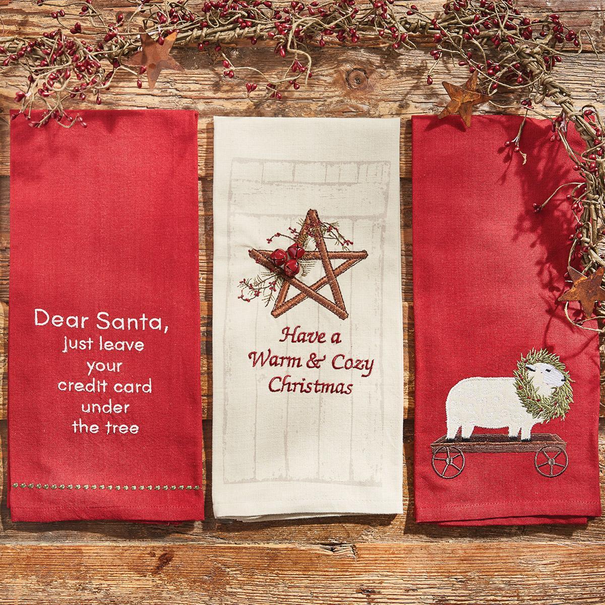 Dear Santa Leave Card Sentiment Dishtowel - Set of 2 Park Designs - The Fox Decor