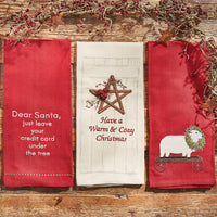 Dear Santa Leave Card Sentiment Dishtowel - Set of 2 Park Designs - The Fox Decor