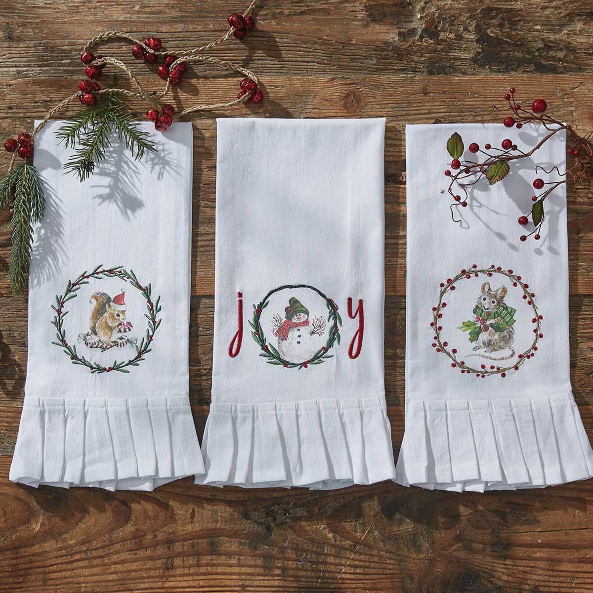 Farmhouse Mouse Printed Embroidered Flour Sack Dishtowel - Set of 2 Park Designs - The Fox Decor