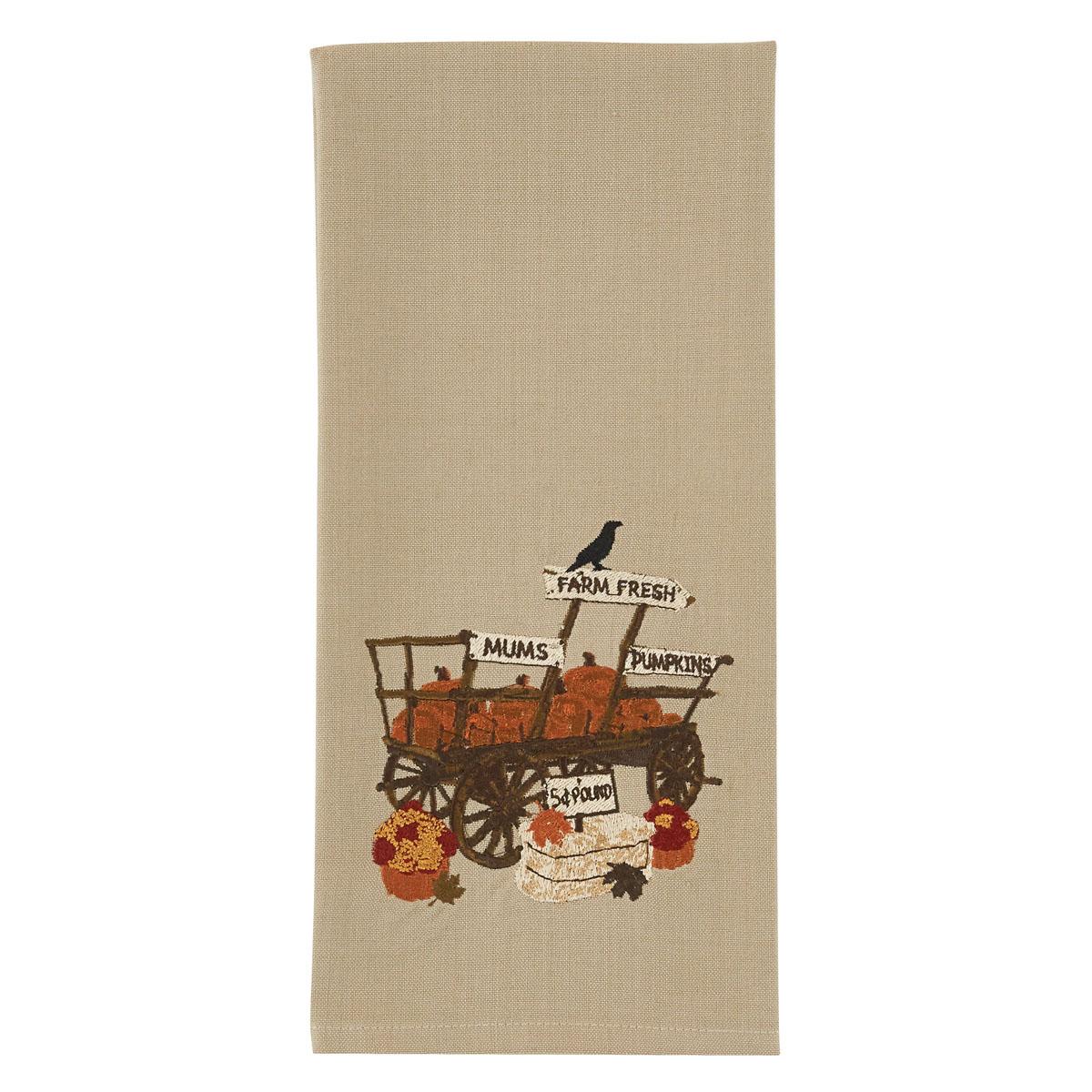 Pumpkin Wagon Emb Dishtowel - The Fox Decor