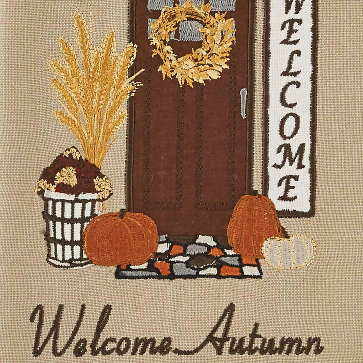 Welcome Autumn Appliqued Emb Dishtowel - The Fox Decor