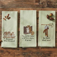 Bird Feeder's Still Empty Embroidered Dishtowels - Set of 2 Park Designs - The Fox Decor