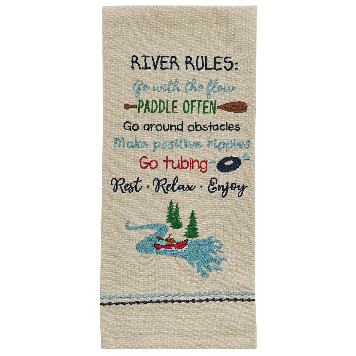 River Rules Embroidered Dishtowel - The Fox Decor