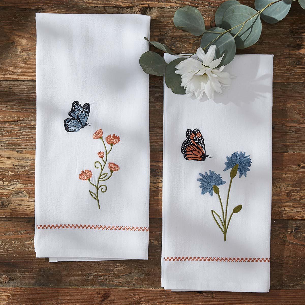 Blue Flower Decorative Dishtowels - Set of 2 Park Designs - The Fox Decor