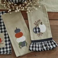 Check And Cream Pumpkin Dishtowels - Set of 2 Park Designs - The Fox Decor