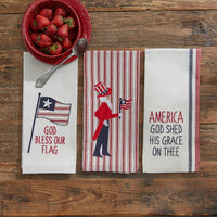 God Bless Our Flag Applique Dishtowel - Set of 2 Park Designs - The Fox Decor