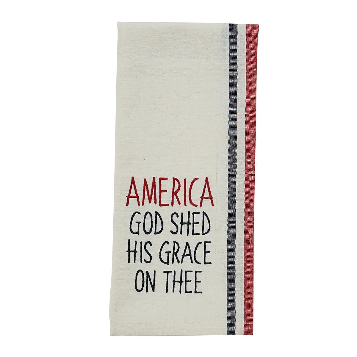 America God Shed His Grace Embroidered Dishtowel - Set of 2 Park Designs - The Fox Decor